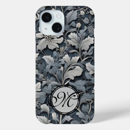 Elegant dusty blue white grau Case-Mate iPhone hülle (Rückseite)