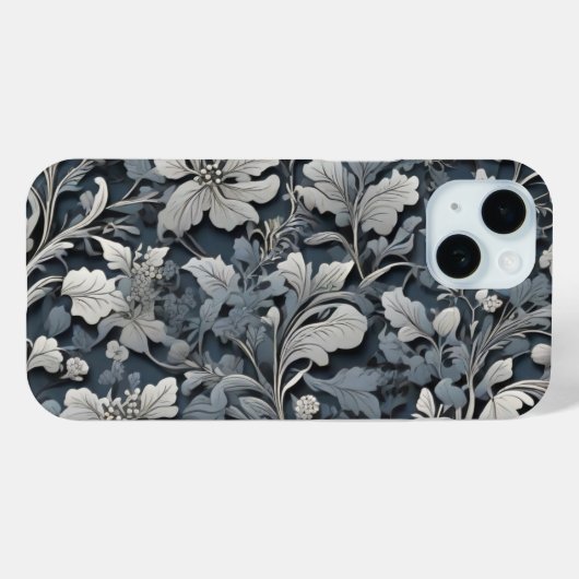 Elegant dusty blue white grau Case-Mate iPhone hülle (Rückseite (Horizontal))