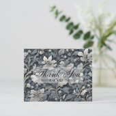 Elegant dusty blue white grau dankeskarte (Stehend Vorderseite)