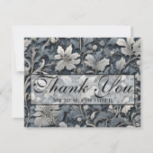 Elegant dusty blue white grau dankeskarte (Vorderseite)