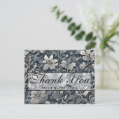 Elegant dusty blue white grau dankeskarte (Stehend Vorderseite)