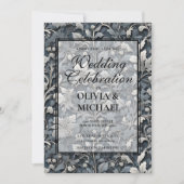 Elegant dusty blue white grau einladung (Vorderseite)