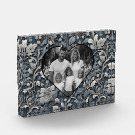 Elegant dusty blue white grau fotoblock
