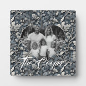 Elegant dusty blue white grau fotoplatte (Vorderseite)