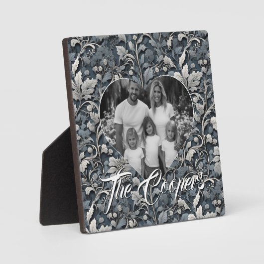 Elegant dusty blue white grau fotoplatte (Vorderseite)