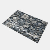 Elegant dusty blue white grau fußmatte (Schrägansicht)