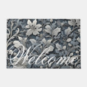 Elegant dusty blue white grau fußmatte (Vorderseite)