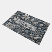 Elegant dusty blue white grau fußmatte (Schrägansicht)