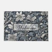 Elegant dusty blue white grau fußmatte (Vorderseite)
