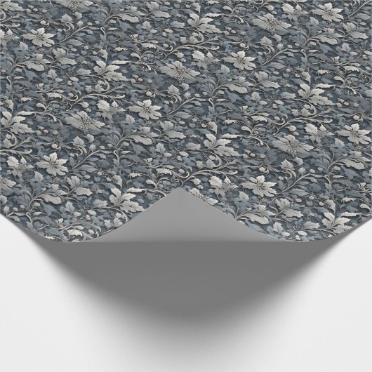 Elegant dusty blue white grau geschenkpapier (Ecke)