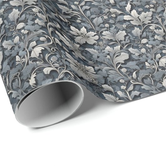 Elegant dusty blue white grau geschenkpapier (Rolleneckpunkt)
