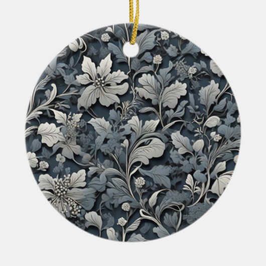 Elegant dusty blue white grau keramik ornament (Vorne)