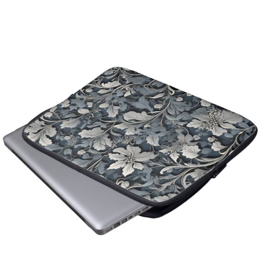 Elegant dusty blue white grau laptopschutzhülle (Vorne Knopf)