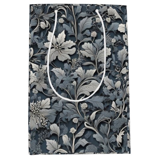 Elegant dusty blue white grau mittlere geschenktüte (Vorderseite)