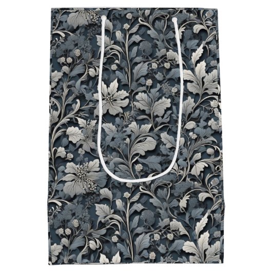 Elegant dusty blue white grau mittlere geschenktüte (Rückseite)