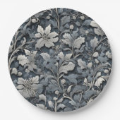 Elegant dusty blue white grau pappteller (Vorderseite)