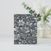 Elegant dusty blue white grau postkarte (Stehend Vorderseite)