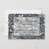Elegant dusty blue white grau RSVP karte (Vorderseite)