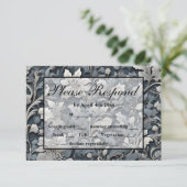 Elegant dusty blue white grau RSVP karte (Stehend Vorderseite)