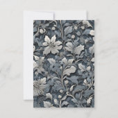Elegant dusty blue white grau RSVP karte (Rückseite)