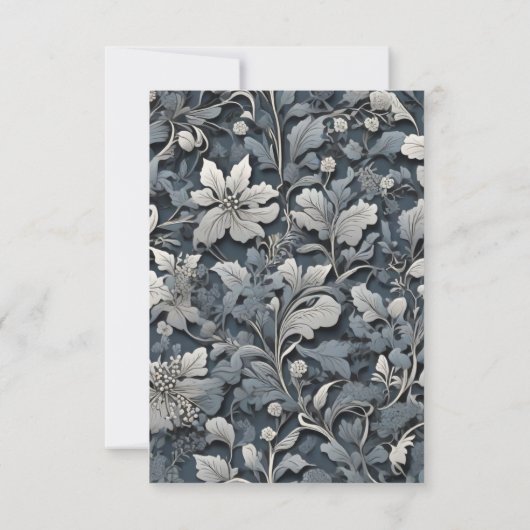 Elegant dusty blue white grau RSVP karte (Rückseite)