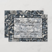Elegant dusty blue white grau RSVP karte (Vorne/Hinten)