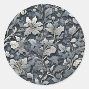 Elegant dusty blue white grau runder aufkleber