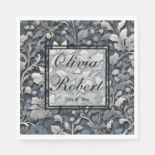 Elegant dusty blue white grau serviette (Vorderseite)