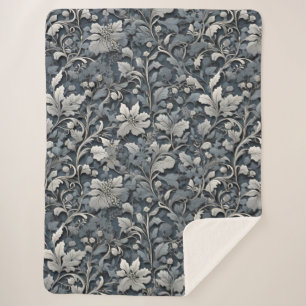 Elegant dusty blue white grau sherpadecke
