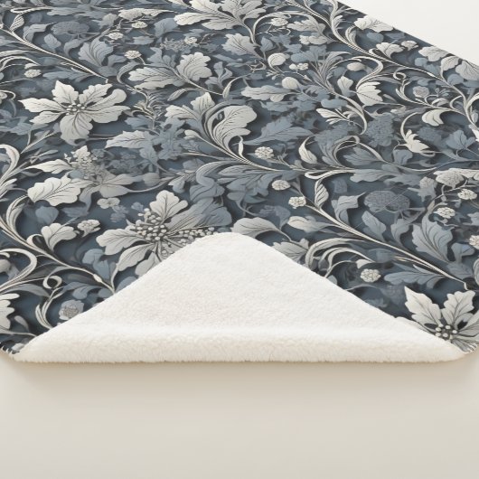 Elegant dusty blue white grau sherpadecke (3/4)