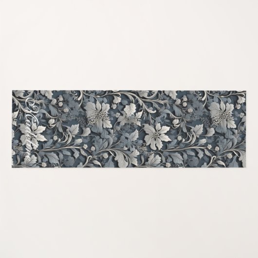 Elegant dusty blue white grau yogamatte (Vorderseite (Horizontal))