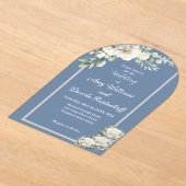 Elegant Dusty Blue White Roses Wedding Acryleinladungen (Ablage )