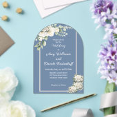 Elegant Dusty Blue White Roses Wedding Acryleinladungen (Insitu (Hochzeit))