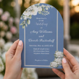 Elegant Dusty Blue White Roses Wedding Acryleinladungen