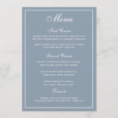 Elegant Dusty Blue White Script Wedding Menu Menükarte (Vorderseite)