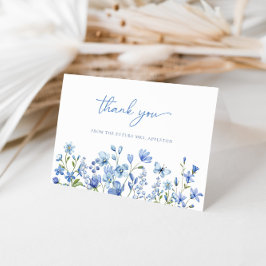 Elegant Dusty Blue Wildblume Brautparty Dankeskarte