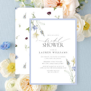 Elegant Dusty Blue Wildblume Brautparty Einladung