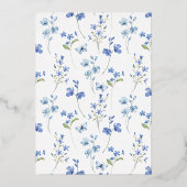 Elegant Dusty Blue Wildblume Brautparty Folieneinladung (Rückseite)