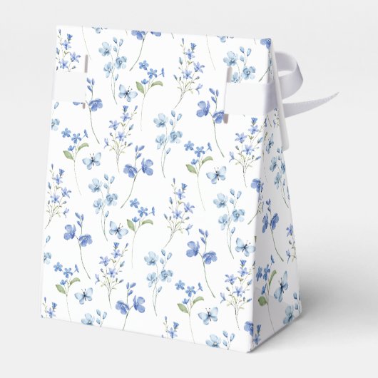 Elegant Dusty Blue Wildblume Brautparty Geschenkschachtel (Rückseite)