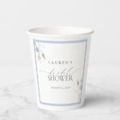 Elegant Dusty Blue Wildblume Brautparty Pappbecher (Rückseite)