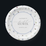 Elegant Dusty Blue Wildblume Brautparty Pappteller<br><div class="desc">Diese Teller aus Blumenpapier geben dem Ganzen eine Touch Gartengnade. Die Wildblumen in sanften Aquarelltönen umkreisen ein knuspriges Monogramm-Hauptstück und heben sogar das einfachste Buffet zu einem absichtlichen Tischfußboden auf. Ideal für Brautpartys, Mittag- und Party oder auch für Outdoor-Brunch, wo jedes Detail zählt. Pair mit passenden Servietten oder nutzen Sie...</div>
