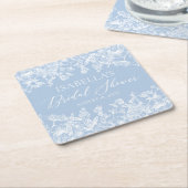 Elegant Dusty Blue Wildblume Brautparty Rechteckiger Pappuntersetzer (angewinkelt)