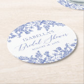 Elegant Dusty Blue Wildblume Brautparty Runder Pappuntersetzer (Angewinkelt)