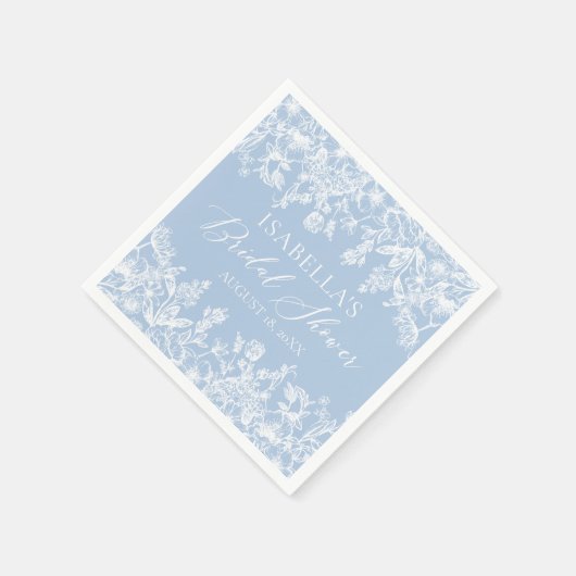 Elegant Dusty Blue Wildblume Brautparty Serviette (Ecke)