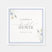 Elegant Dusty Blue Wildblume Brautparty Serviette (Vorderseite)