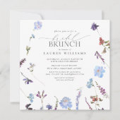 Elegant Dusty Blue Wildblume Bridal Brunch Einladung (Vorderseite)
