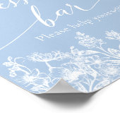 Elegant Dusty Blue Wildblume Dessert Bar Sign Poster (Ecke)