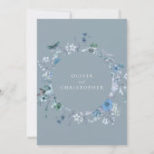 Elegant Dusty Blue Wildblume Floral Wedding Einladung (Rückseite)