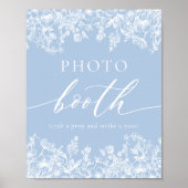 Elegant Dusty Blue Wildblume Foto Booth Sign Poster (Vorne)