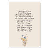 Elegant Dusty Blue Wildblume Hochzeit Empfang Tischnummer (Rückseite)